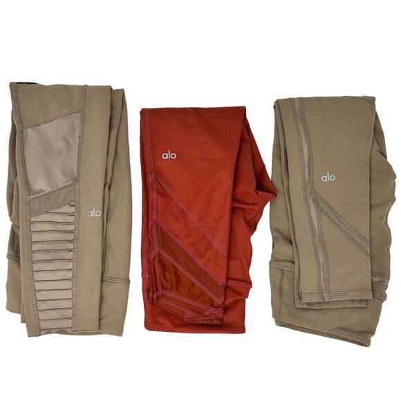 LOT of 3 Alo Yoga High Waisted Moto Mixed Media Mesh Leggings Womens Size XS - Picture 1 of 16